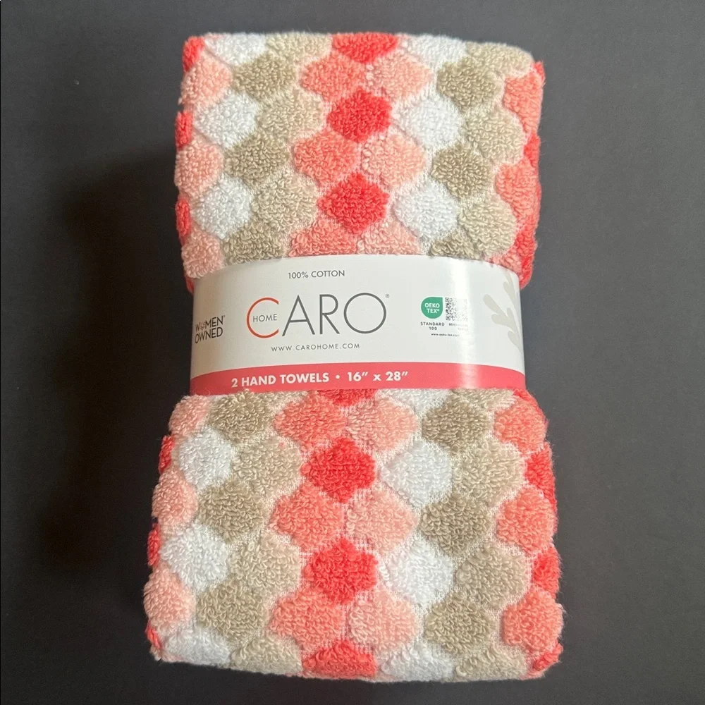 4pc CARO HOME 100% Cotton Geometric Pattern Bath Towel Set - Highly Absorbent